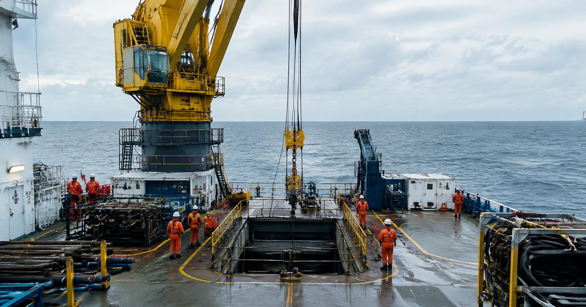 Mannskap på dekk under en offshoreoperasjon